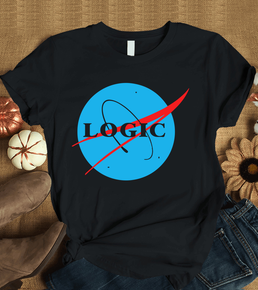 Logic NASA Logo with Red Swoosh on Blue Circle T-Shirt