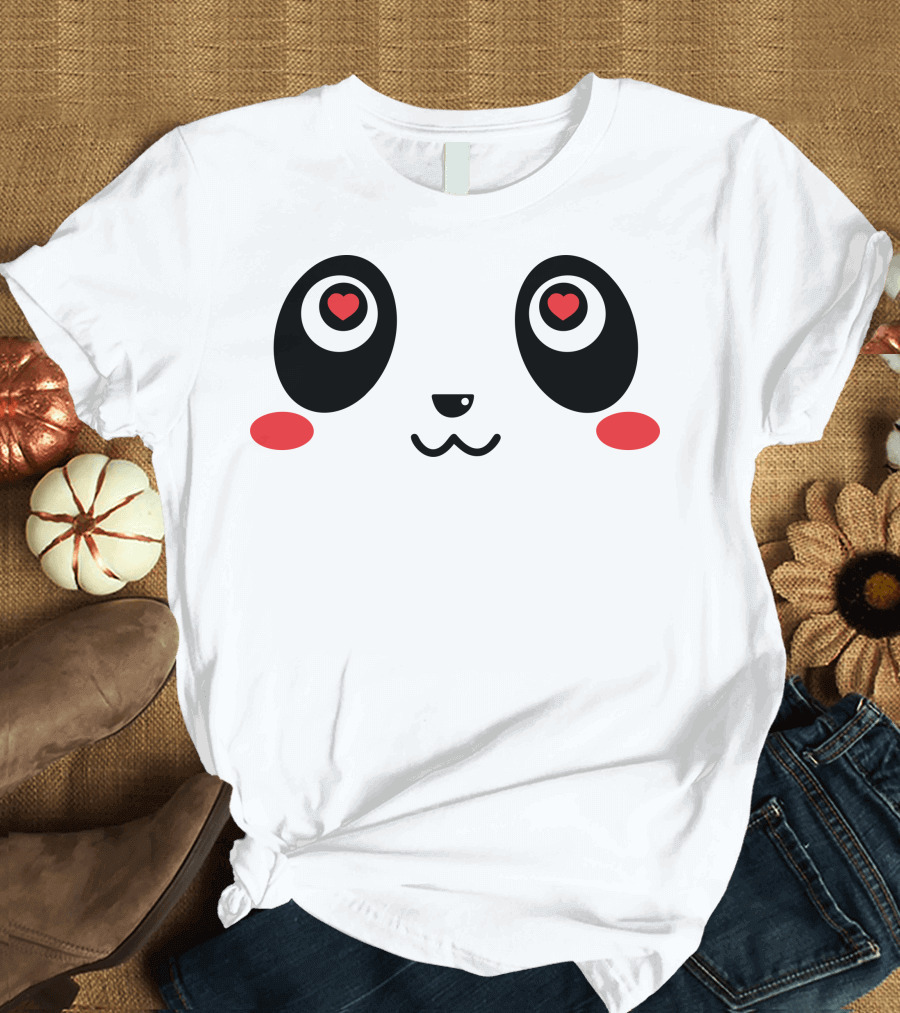 Panda Face Heart Eyes Kawaii T-Shirt