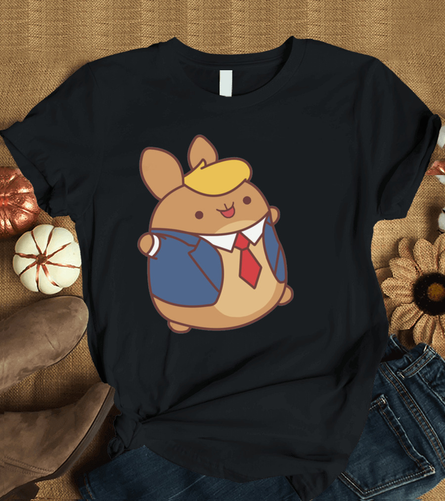 Chubby Thump Cartoon Hamster in Suit and Tie with Blonde Hair T-Shirt