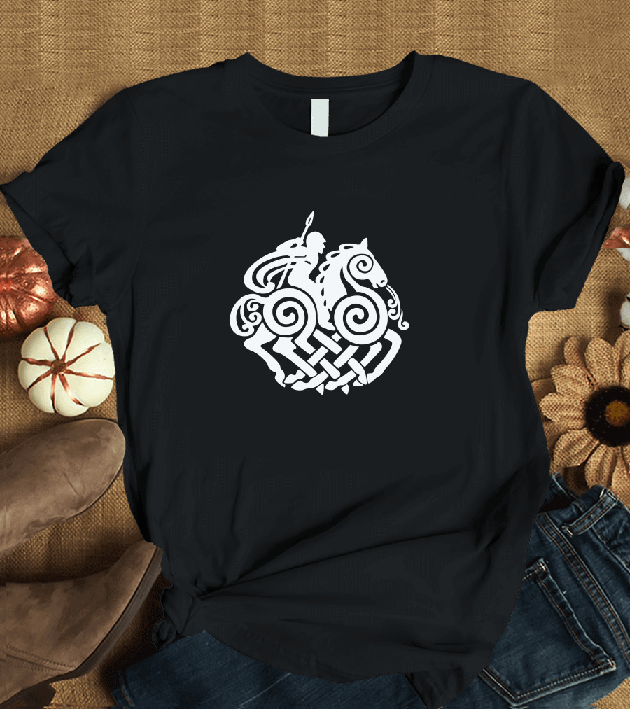 Odin Norse Mythology Viking Knotwork Horse T-Shirt