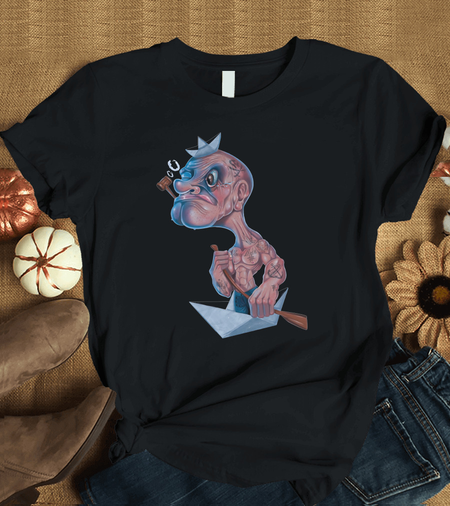 Popeye Cuff Cuff Cartoon Tattoo Sailor Caricature T-Shirt