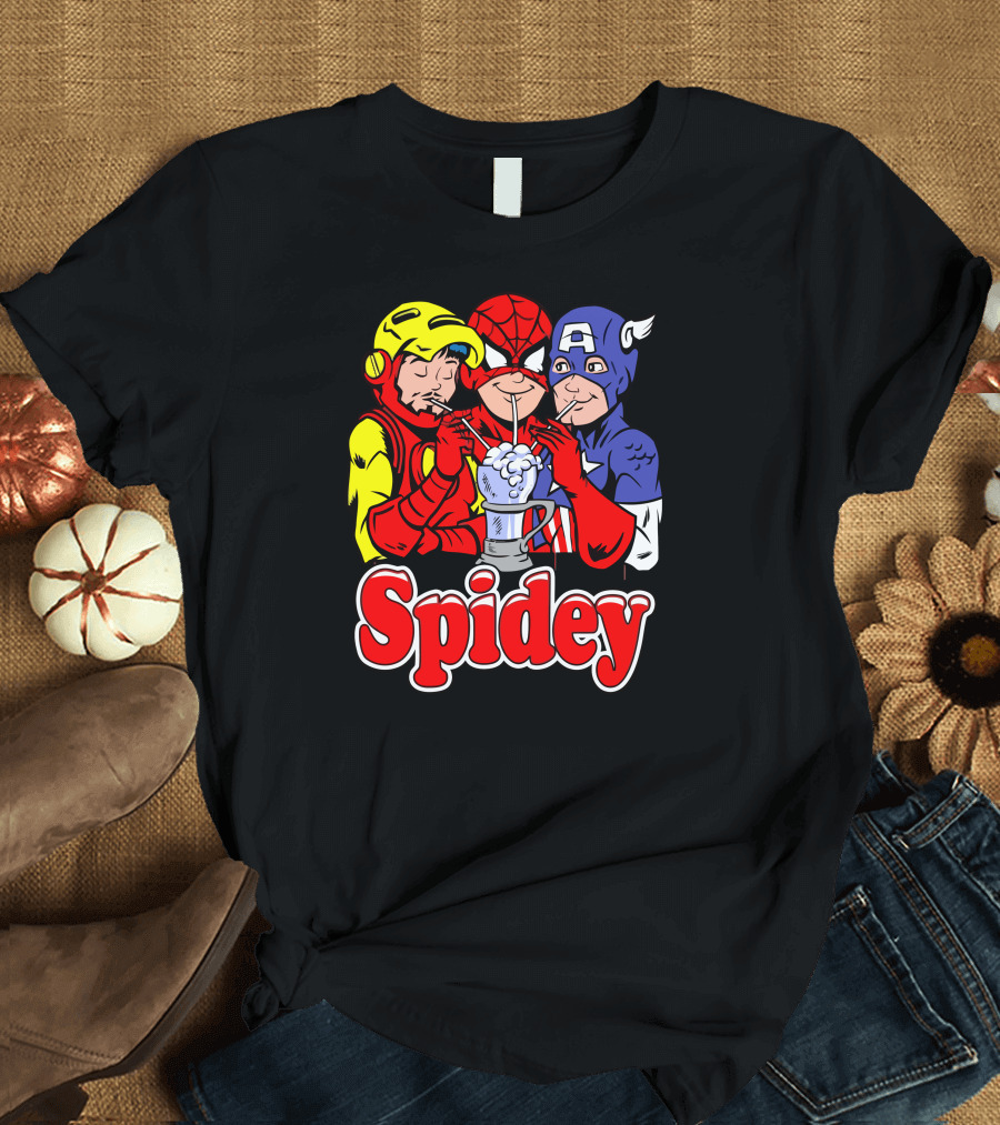 Spidey Heroes Sharing Milkshake T-Shirt