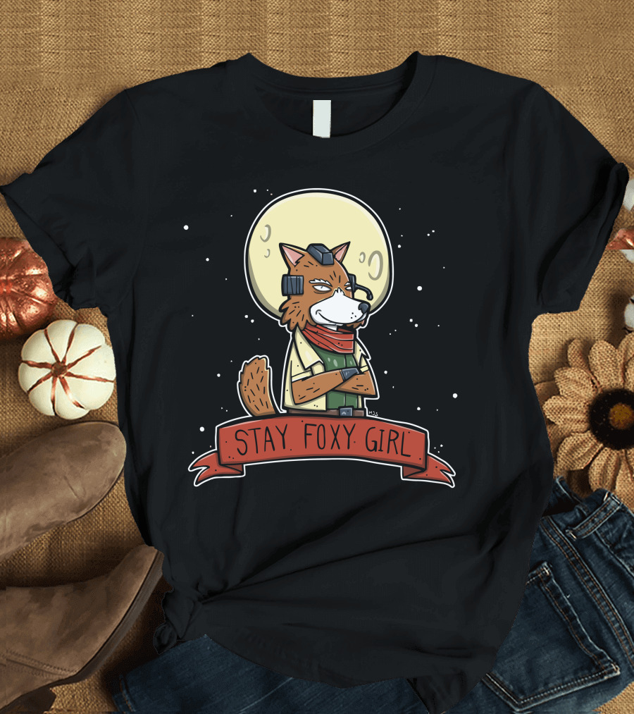 Stay Foxy Girl Moonlit Adventure Fox Pilot T-Shirt