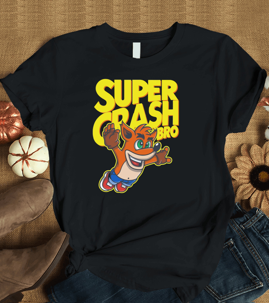 Super Crash Bro Video Game Crossover Character Mashup T-Shirt