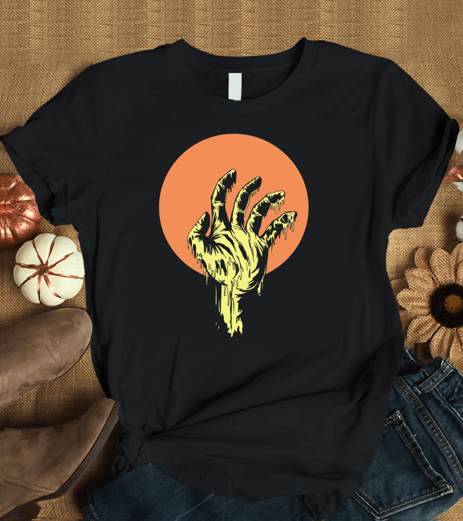 Swamp Thing Dripping Claw in Front of Full Orange Moon T-Shirt