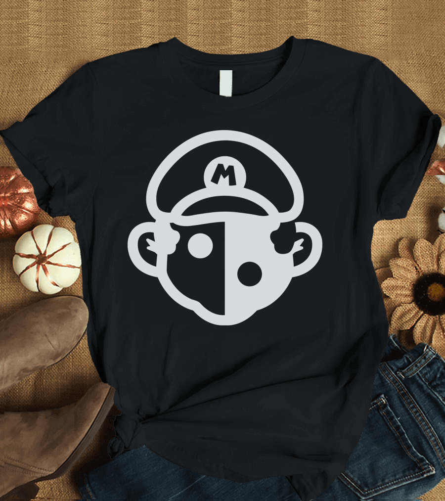 Switch Mushroom Plumber Iconic Split Face Emblem T-Shirt