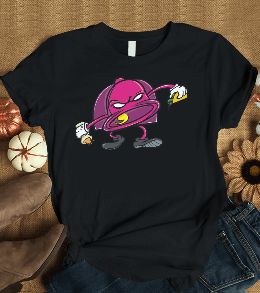 Taco Bell Rampage Angry Bell Icon with Taco and Sauce Cup T-Shirt