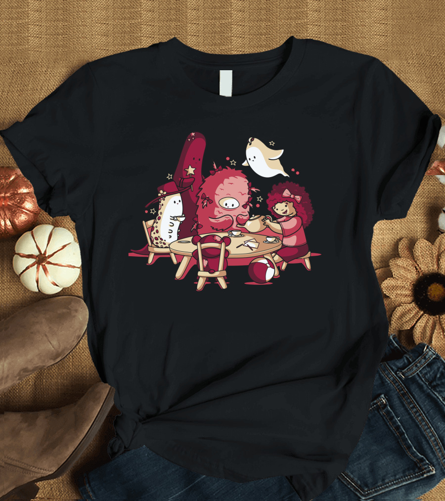 Monsters and Ghosts Charming Tea Party Gathering T-Shirt