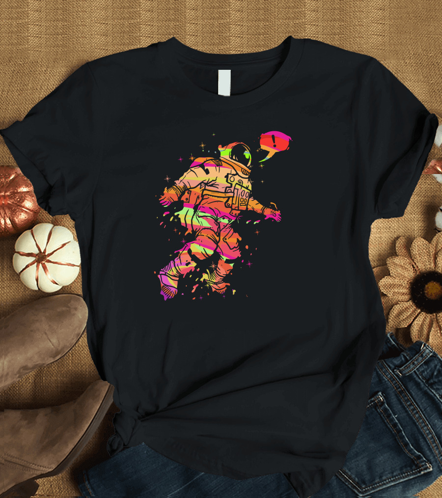 Illuminaut Neon Cosmic Astronaut Exploration Vibrant Spacewalk T-Shirt