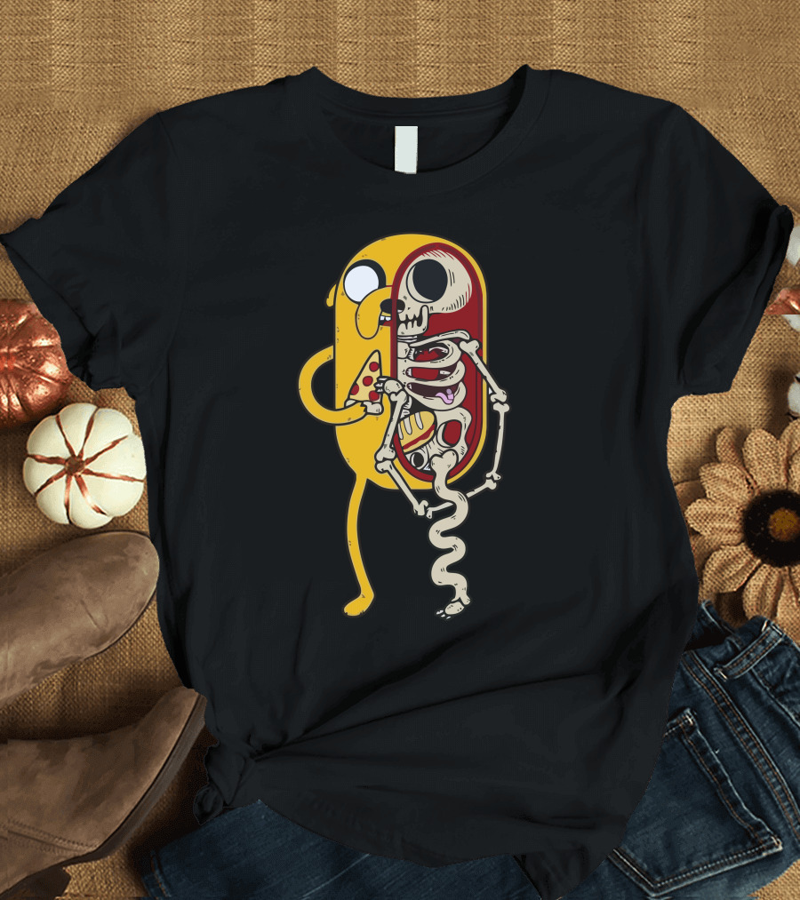 The Magic Dog Skeleton Pizza Adventure Cartoon T-Shirt
