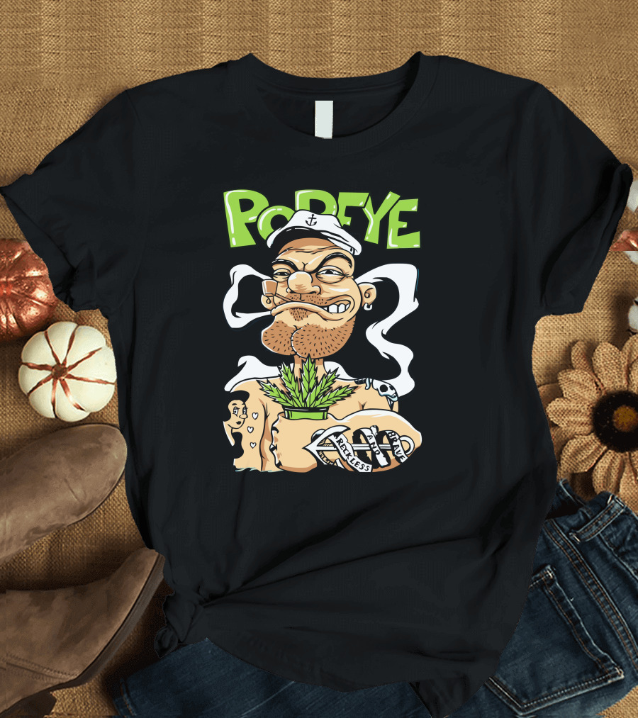 POPEYE Smoking Sailor with Tattoo and Pipe T-Shirt
