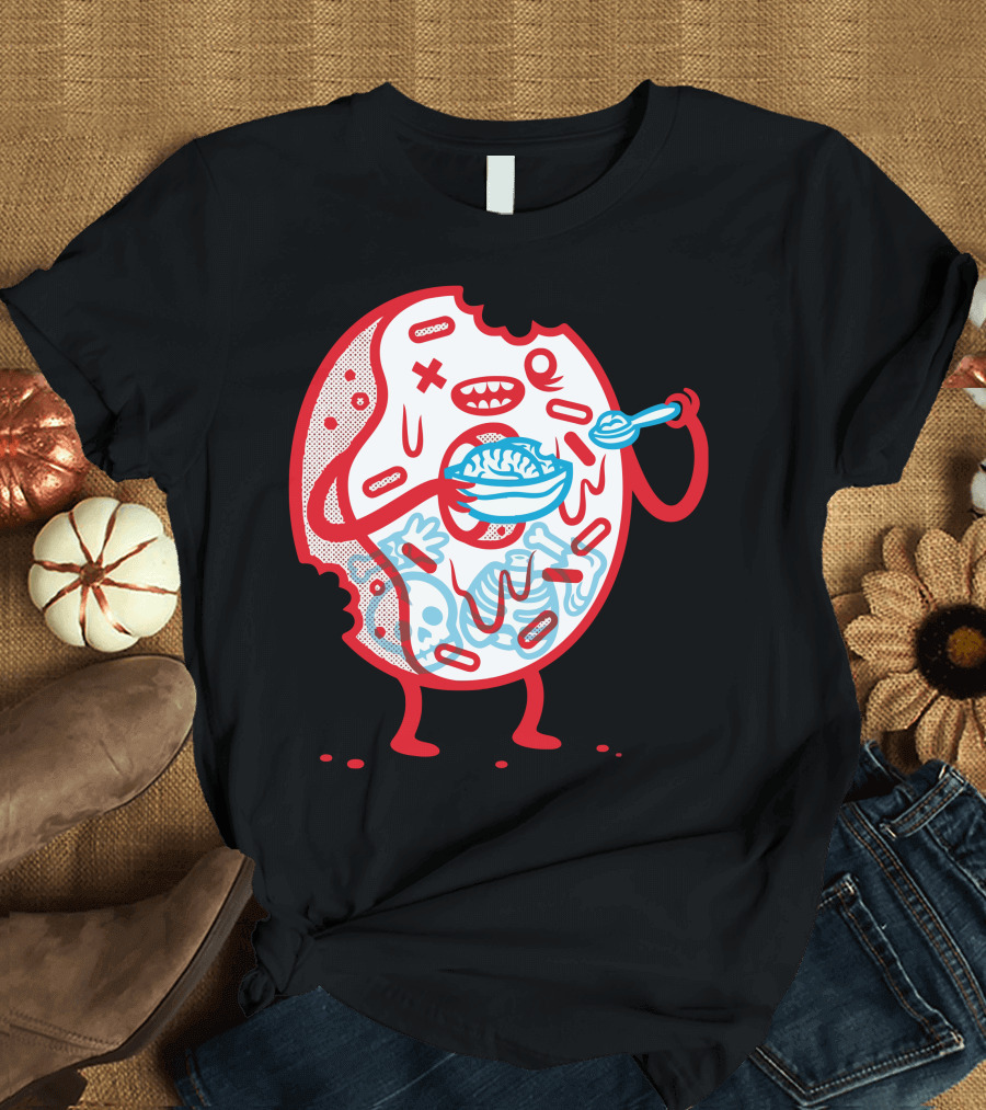 Zombie Donut Eating Bowl of Brains T-Shirt