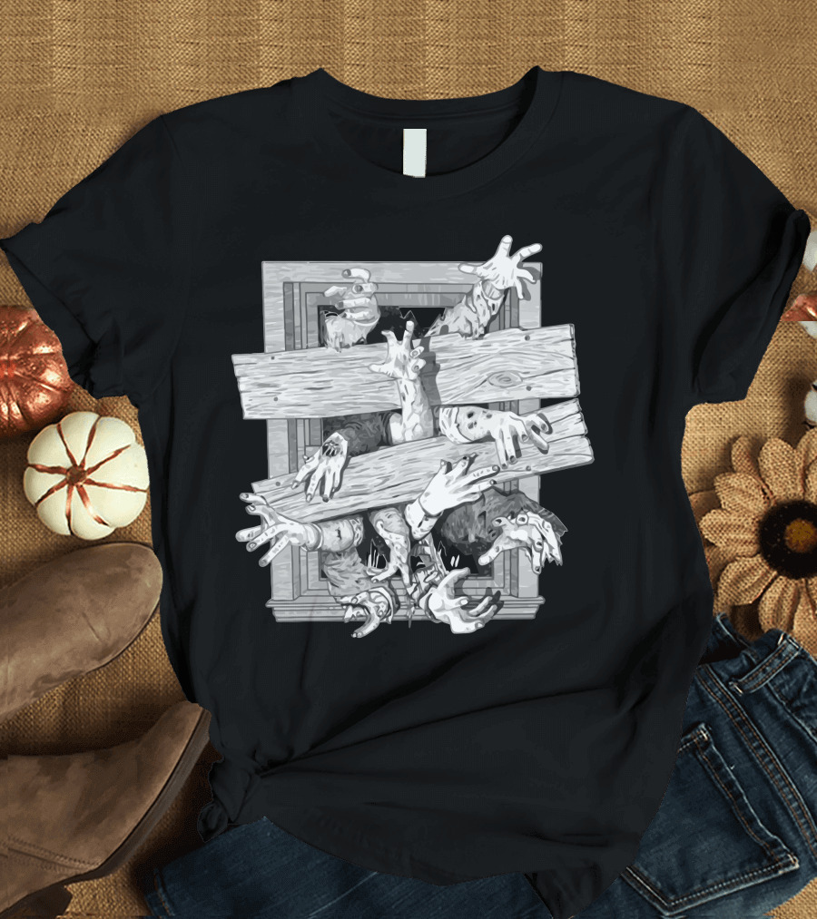 Zombies Escape Through Boarded Window T-Shirt