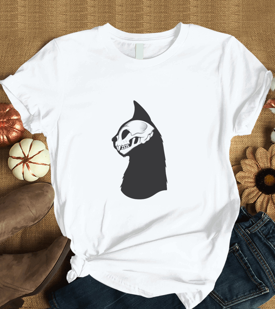 Cat Skull Silhouette Profile T-Shirt