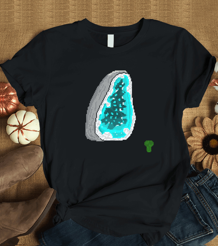Pixel Art Blue Geode with Broccoli T-Shirt