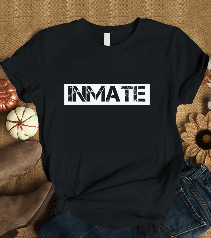 INMATE Distressed Block Typography T-Shirt