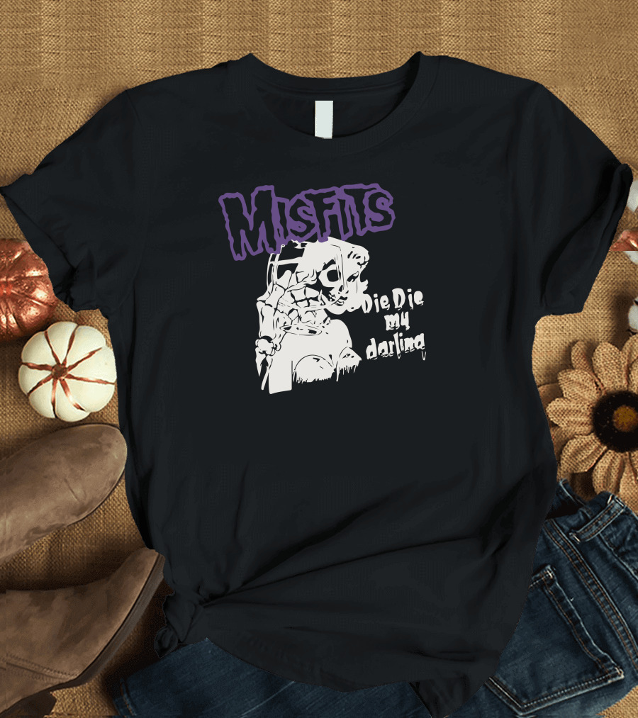 Misfits Die Die My Darling Purple Text Skull Woman T-Shirt
