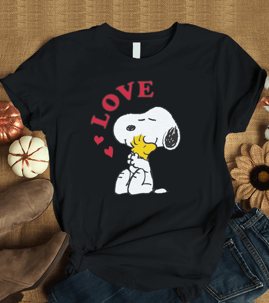 Snoopy Love Hearts Hugging Woodstock T-Shirt