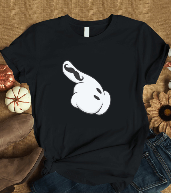 T-Shirt: Toon White Glove Pointing Hand with Stylized Mustache T-Shirt Toon White Glove Pointing Hand with Stylized Mustache T-Shirt