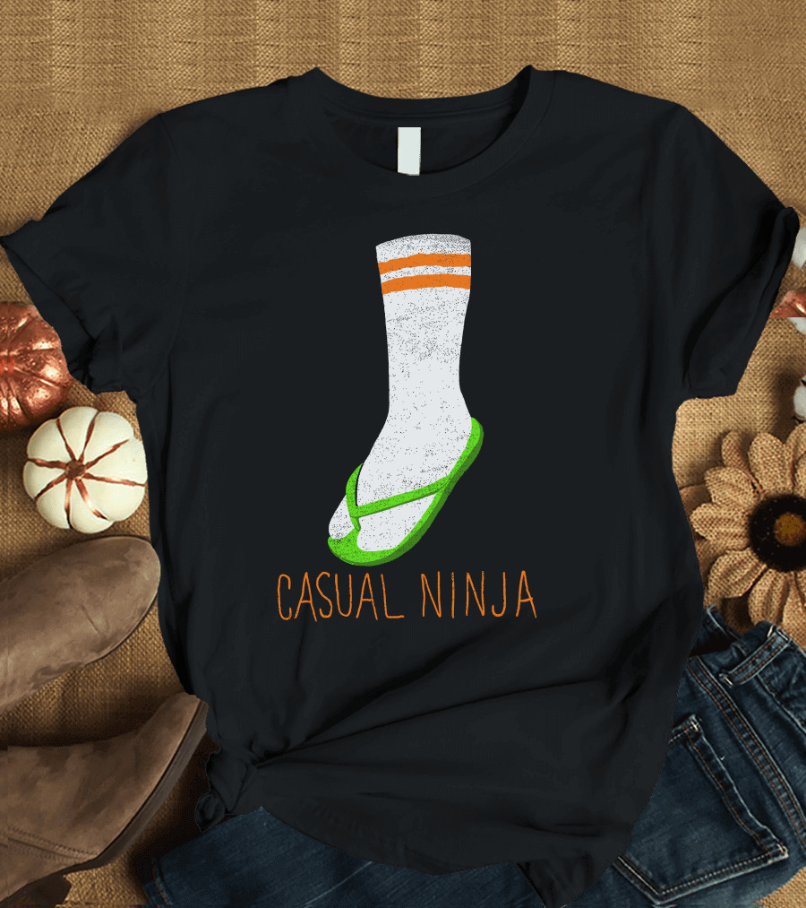Casual Ninja Socks and Sandals Fun T-Shirt