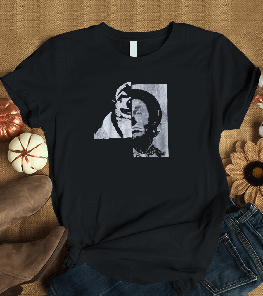 Faces Black and White Half Portrait Fusion T-Shirt
