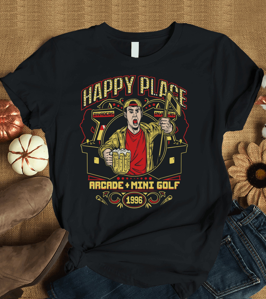 Happy Place Invaders Arcade Mini Golf 1996 T-Shirt