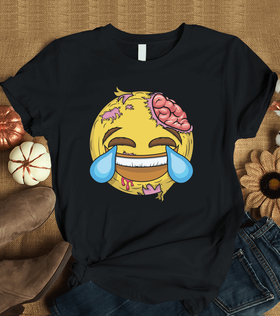 Famous Laugh-Cry Emoji Zombie Transformation T-Shirt
