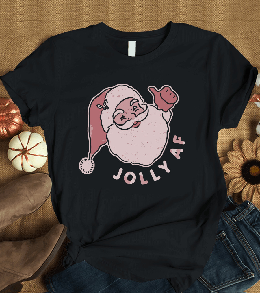 Jolly AF Santa Claus Winking with Thumbs Up T-Shirt