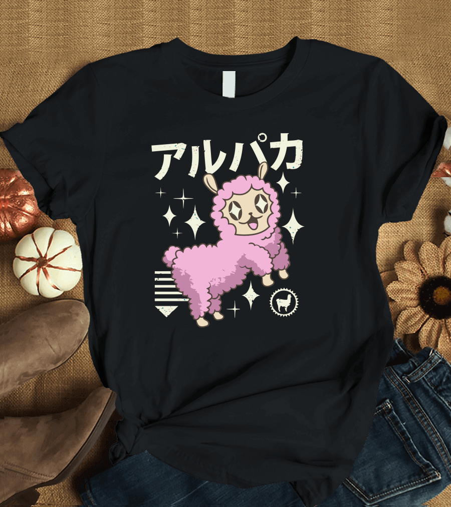 Kawaii Alpaca New アルパカ Pastel Sparkle Stars T-Shirt