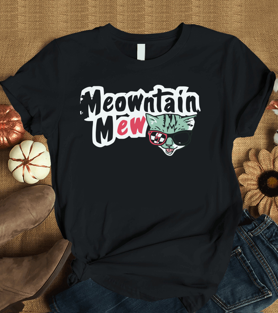 Meowntain Mew Cool Cat with Sunglasses T-Shirt