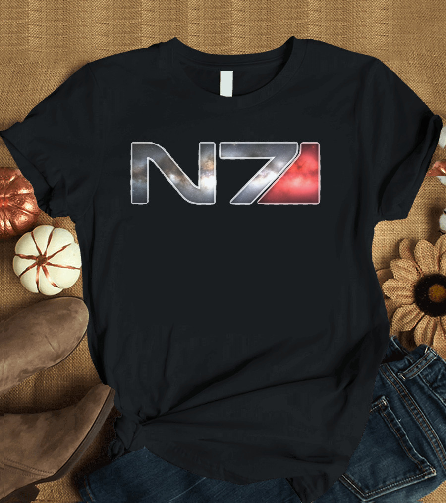 N7 Galactic Red and Black Abstract Space T-Shirt
