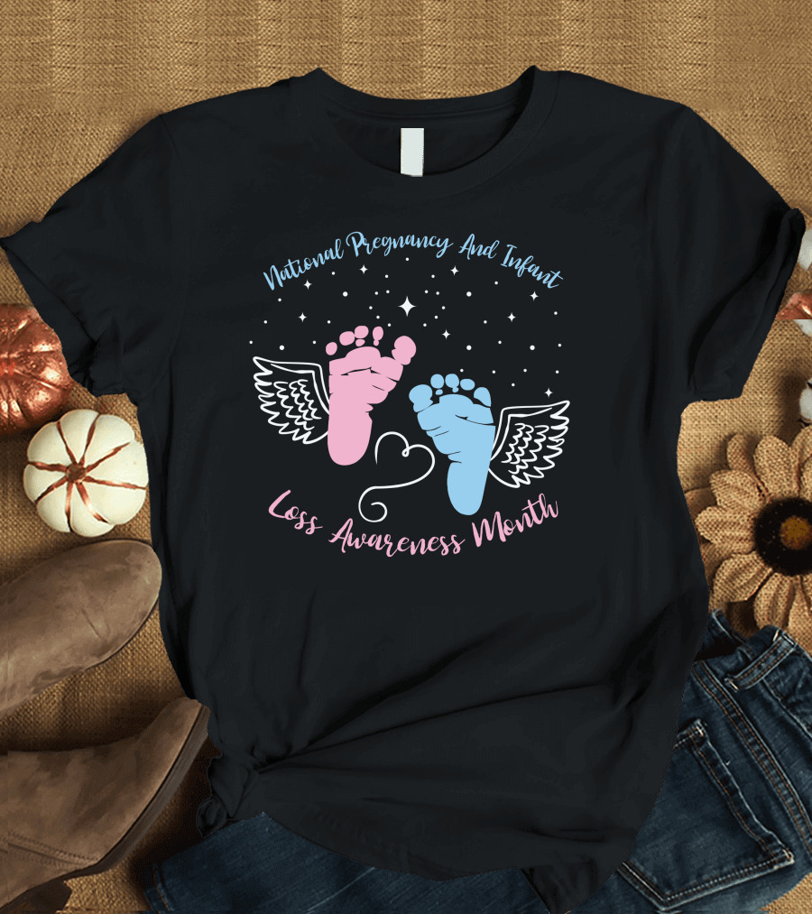 National Pregnancy And Infant Loss Awareness Month Wings and Stars T-Shirt
