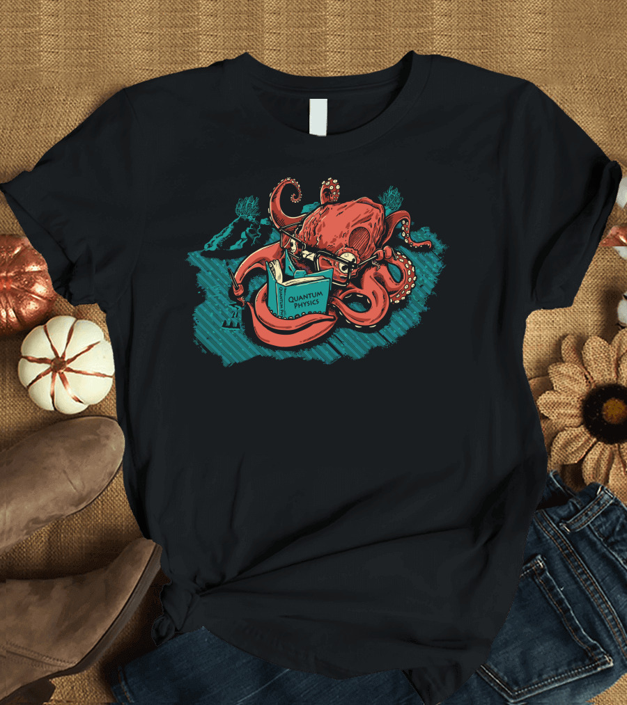 Octonerd Reading Quantum Physics Book T-Shirt
