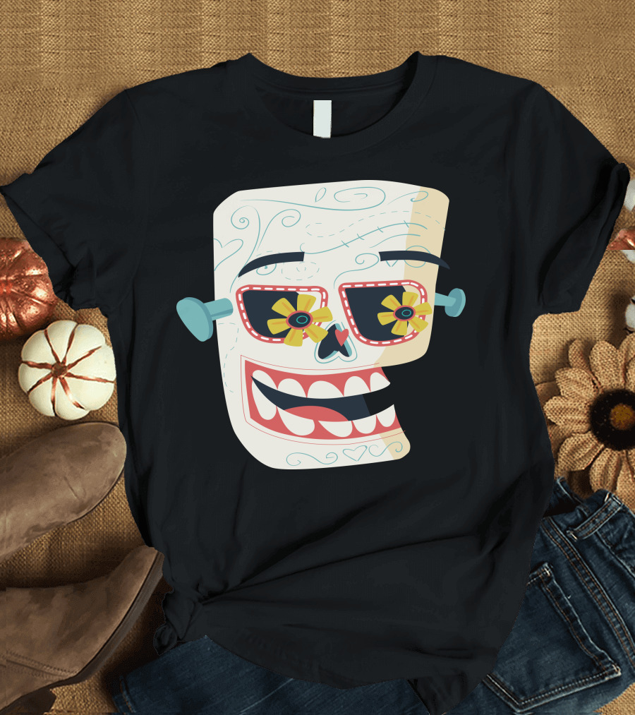 Sugar Skull Frankenstein Inspired Face T-Shirt