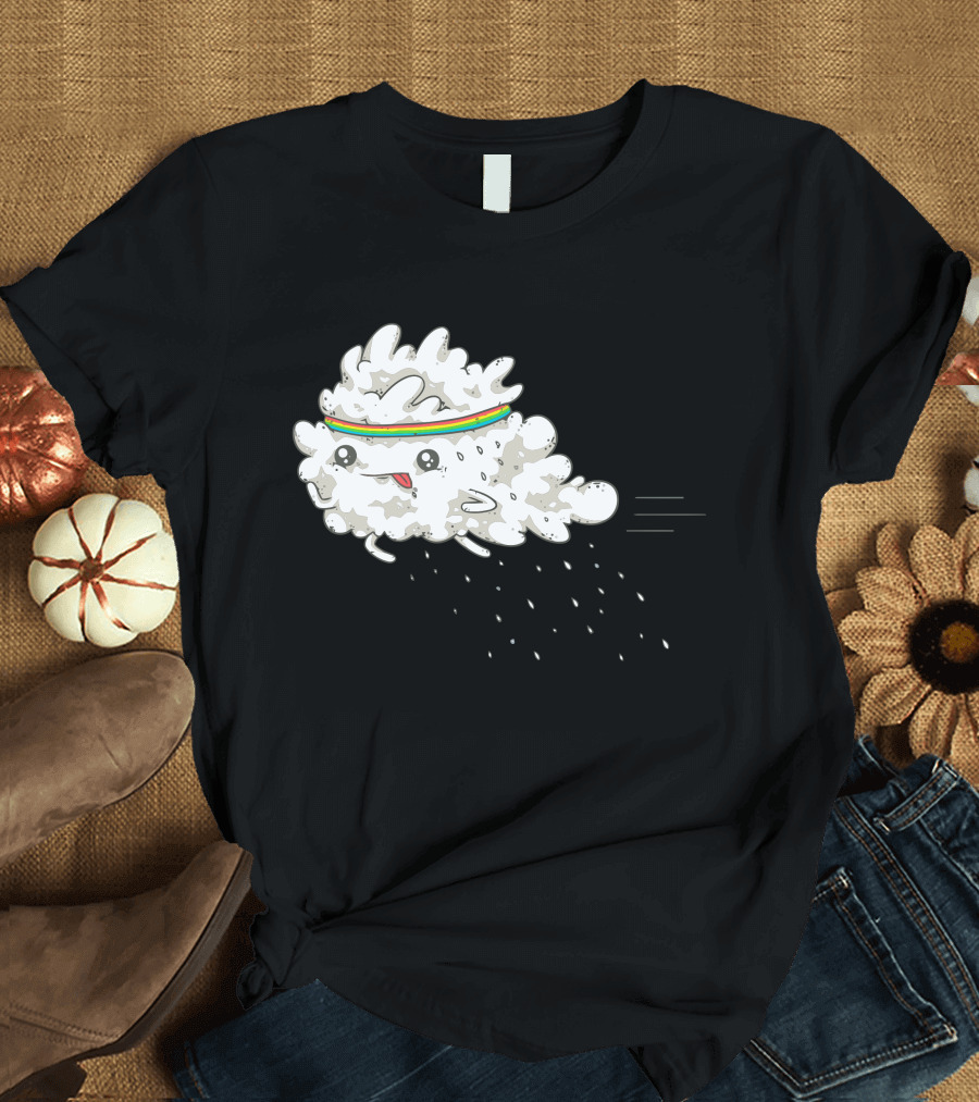 Sweat Cloud in Rainbow Headband Running with Droplets T-Shirt