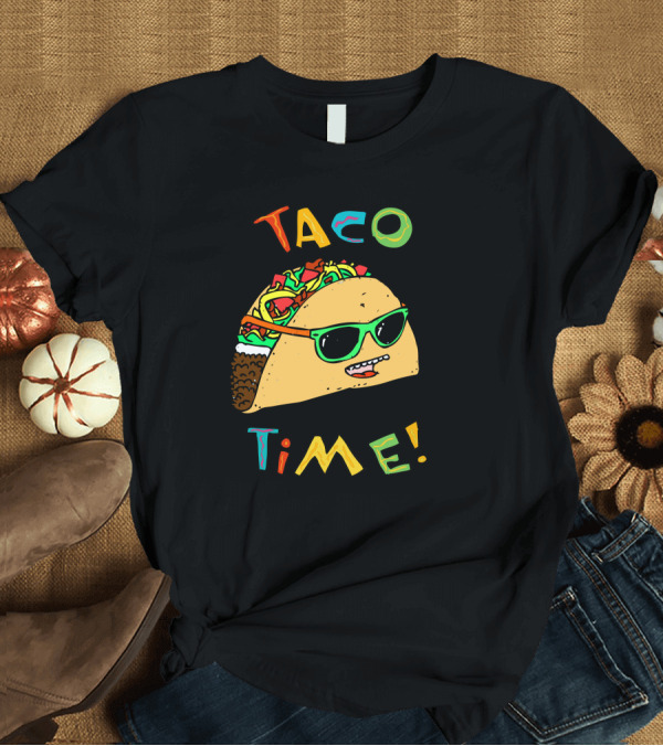 T-Shirt: Taco Time Cool Sunglasses Graphic Fun T-Shirt Taco Time Cool Sunglasses Graphic Fun T-Shirt