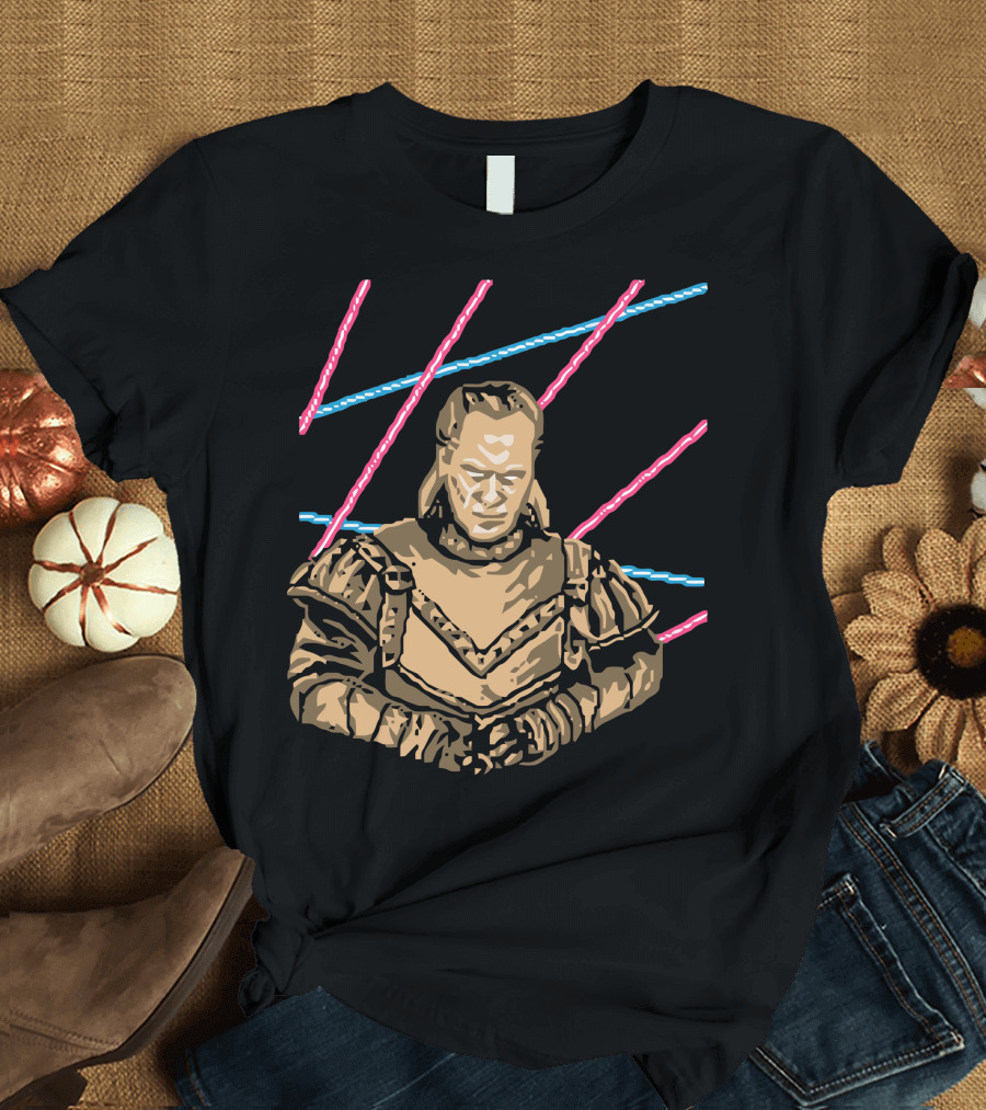 Unholy Retro Warrior Portrait with Neon Lines T-Shirt