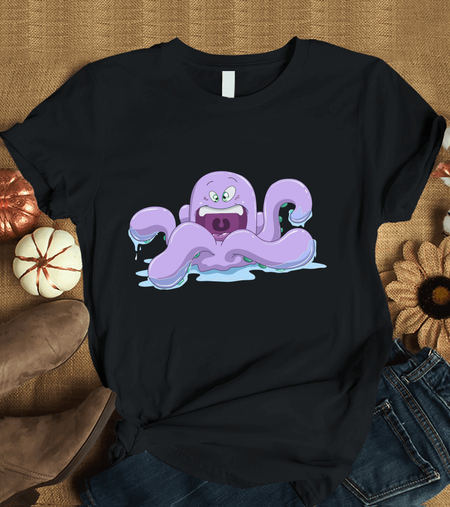 Purple Octopus Splashing in Water T-Shirt