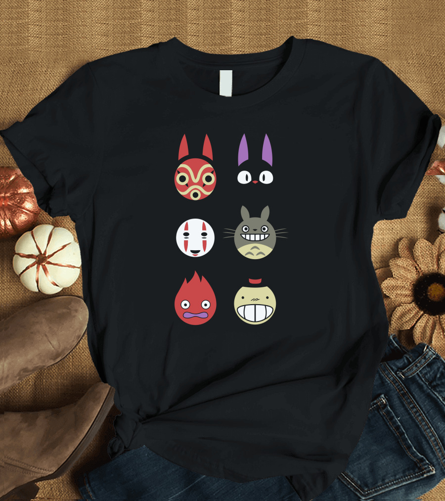 Studio Circle Icons Spirited Totoro Jiji No-Face Ponyo Calcifer T-Shirt