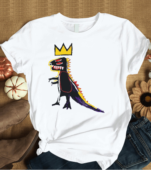 T-Shirt: Basquiat Dinosaur Crown Artwork Multicolor T-Shirt Basquiat Dinosaur Crown Artwork Multicolor T-Shirt