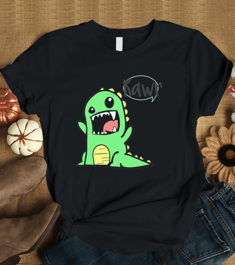 Dinasurus Rawr Cute Green Dinosaur T-Shirt