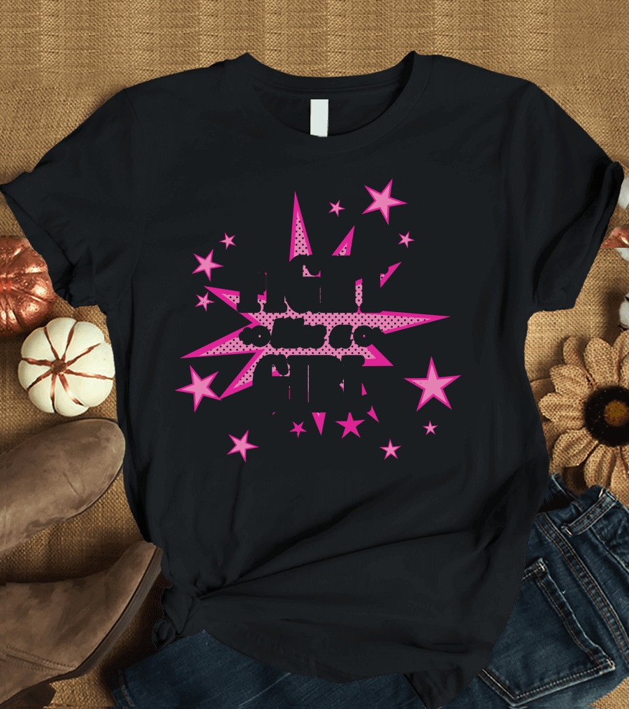 FIGHT Like A GIRL GRL Starburst Pink Black T-Shirt