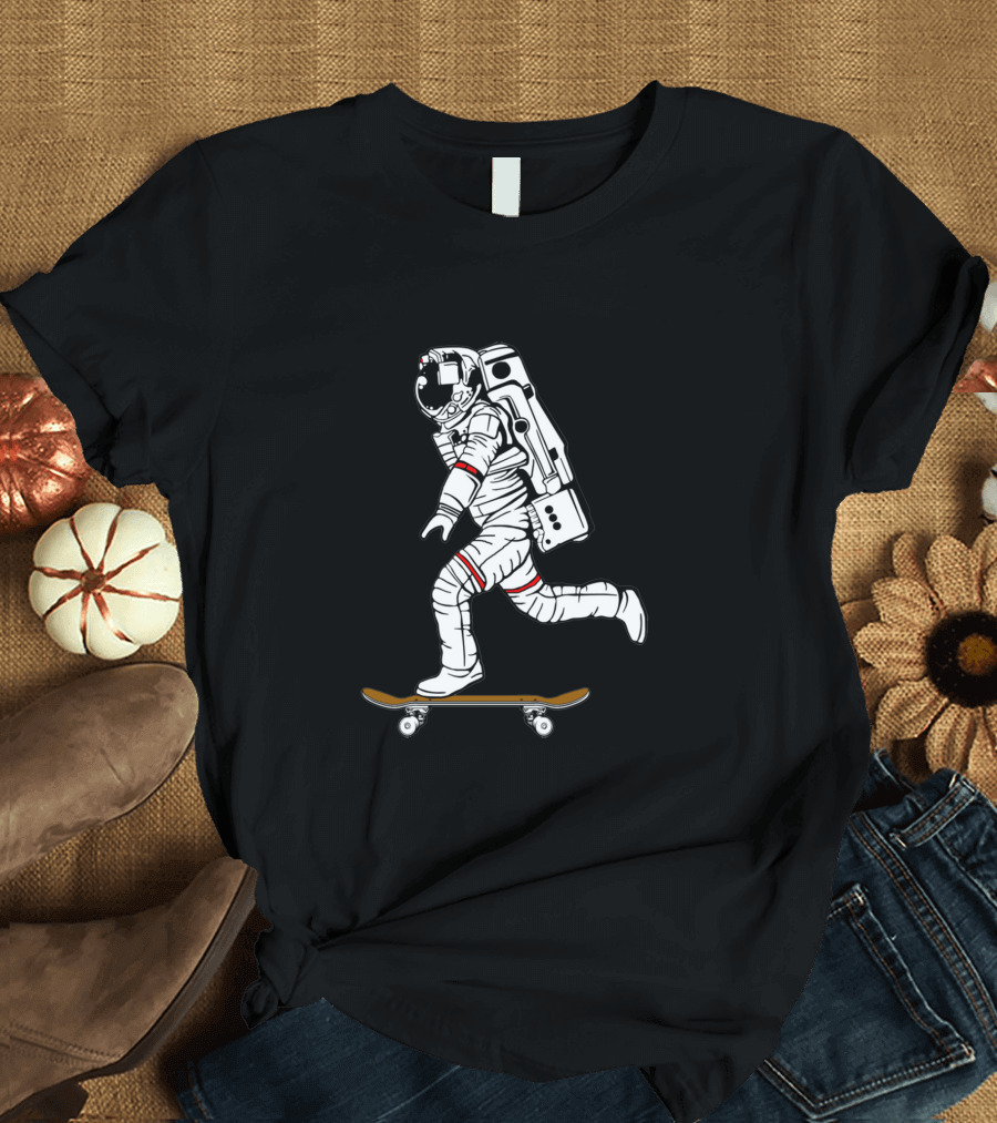 Space Skating Astronaut on Skateboard T-Shirt