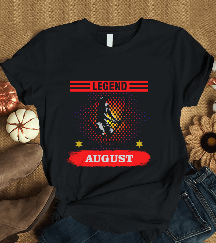 Tennis Legend Are Born In August Badge Player T-Shirt