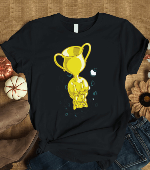T-Shirt: Catasstrophy Upside-Down Trophy with Cat Paw Prints T-Shirt Catasstrophy Upside-Down Trophy with Cat Paw Prints T-Shirt