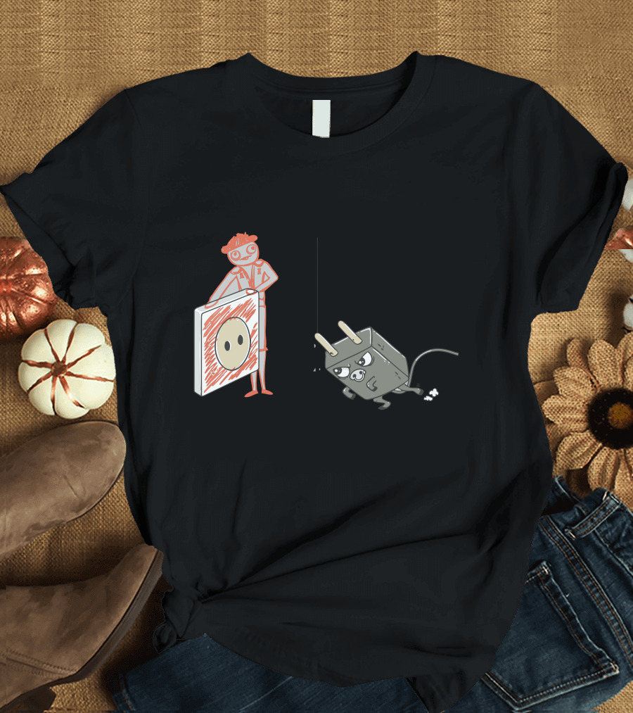 Charging Plug Pursuit by Stickman and Angry Electrical Outlet T-Shirt
