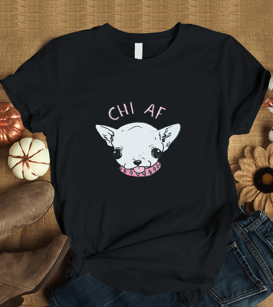 CHI AF Chihuahua Pink Collar T-Shirt