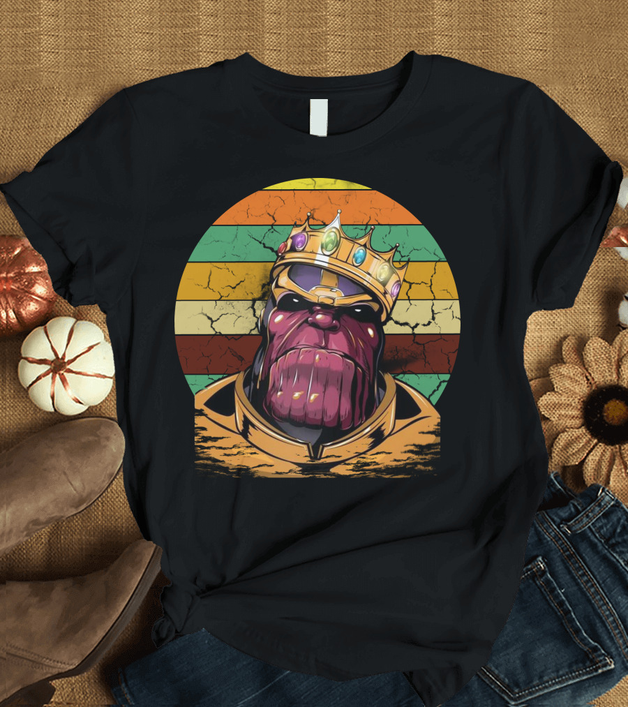 Mma Thanos Wearing Crown Retro Stripes T-Shirt