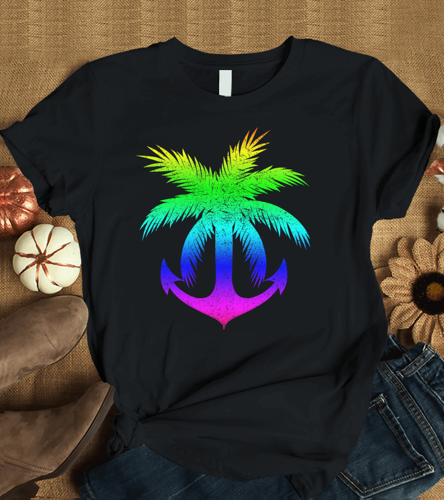 Palm Tree Rainbow Anchor T-Shirt