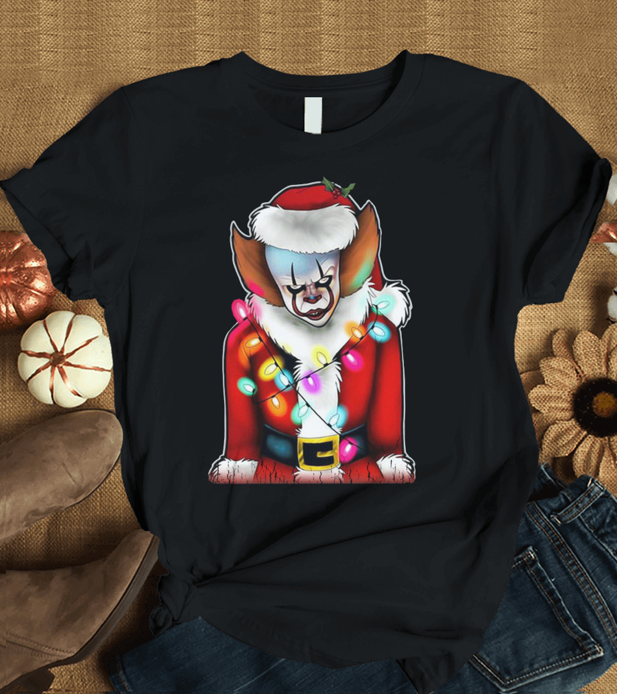 Santa Claus Pennywise Christmas Lights T-Shirt
